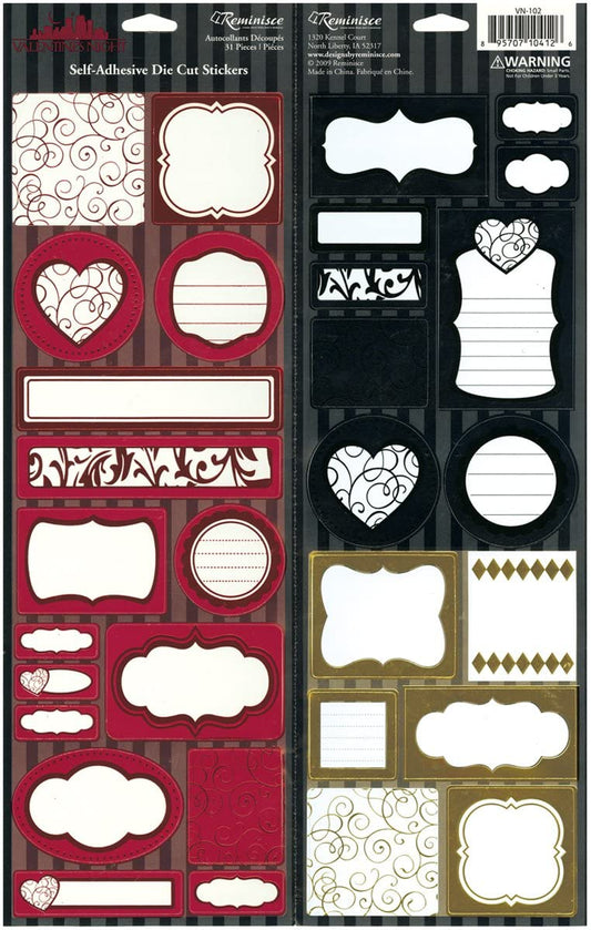Foil Tag and Journal Stickers from Valentines Night by Reminisce