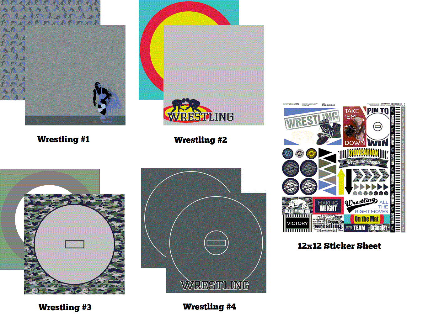 Wrestling 2020 12x12 Scrapbook Papers & Stickers Set by Reminisce
