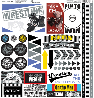 Wrestling 12x12 Scrapbook Stickers by Reminisce