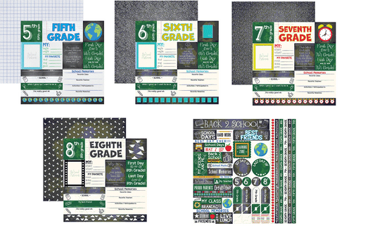 Middle School Scrapbook Papers and Stickers Set