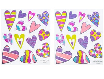 Retro patterned heart stickers Valentines Stickers