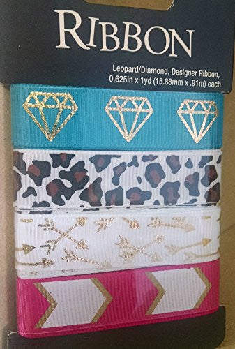 Printed Ribbon Assortment - Turquoise Diamond Designer Ribbon