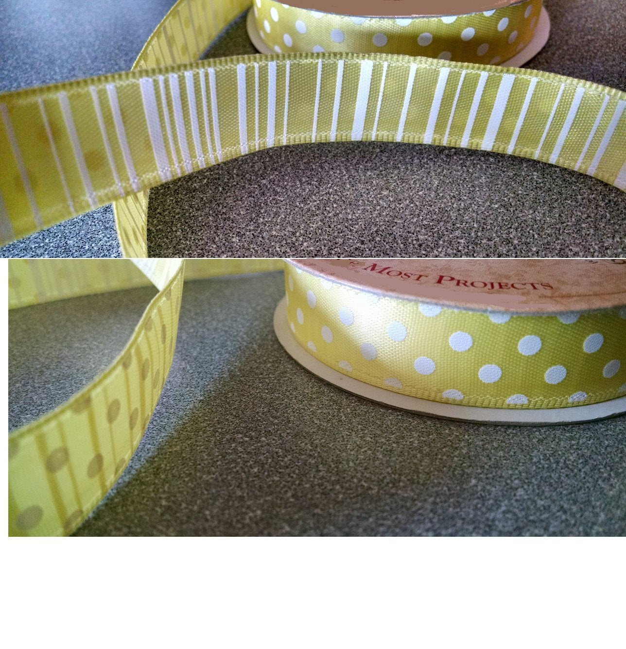 Yellow Polka Dot Striped Ribbon