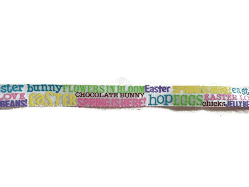 Satin Easter Bunny Words Phrases Print Ribbon - 3 Yards