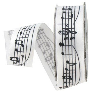 Satin Music Note Ribbon - 7/8in Wide - 5 Yards