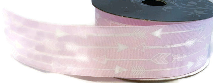 Pink/White Arrow Grosgrain Ribbon - 3 Yards