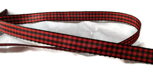 Red/Black Woodland Plaid/Check Gingham Ribbon - 5yds - 1/4