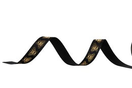 Black and Gold Foil Bee Ribbon - 5 Yards
