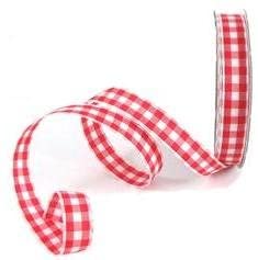 Red and White Gingham Ribbon 3/8 Inch