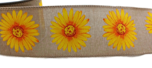 Canvas Sunflower Ribbon Wired