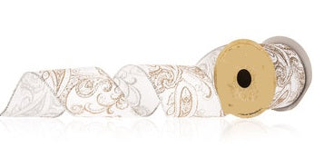 Gold Paisley Wired Ribbon