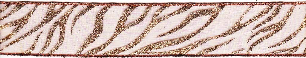 1 1/2" Glitter Zebra Ribbon - Copper - 5 1/2 Yards
