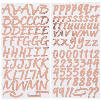 Rose Gold Foil Brush Script Alphabet Stickers