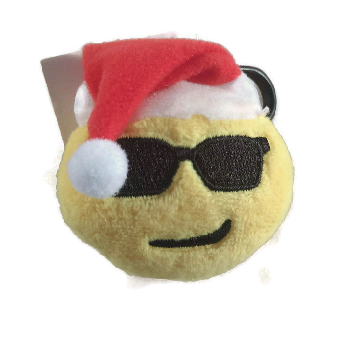 Santa Emoji Plush Christmas Clip Keychain