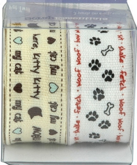 Dog and Cat Printed Twill Ribbon