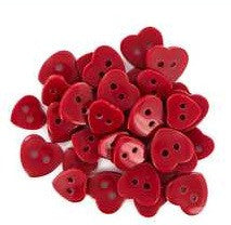 Heart Buttons - Red Hearts - 36pc