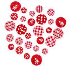 Red Patterned Buttons Assortment
