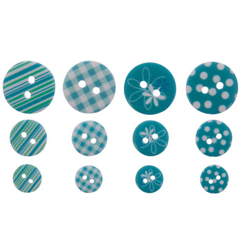 Blue Patterned Round Buttons