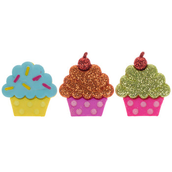 Glitter Cupcake Buttons