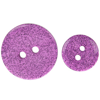 Purple Clear Glitter Buttons