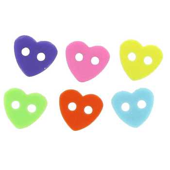 Pastel Assorted Heart Buttons - 36pc - 2 Hole Sewing