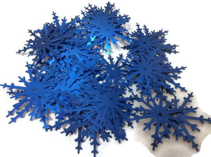 Dark Blue Shimmer Snowflake Confetti Shapes