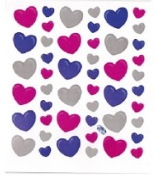 Heart Shimmery Stickers Pink and Purple