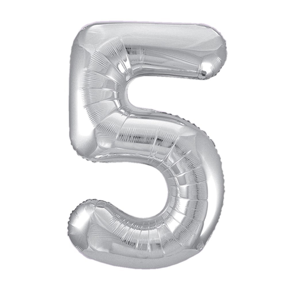 5 0 Silver Number Balloons 32 Inch Tall