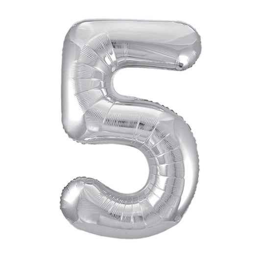 5 0 Silver Number Balloons 32 Inch Tall