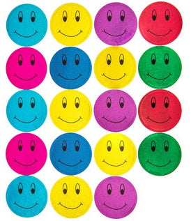 Bright Holographic Smiley Face Stickers - 38 Pieces