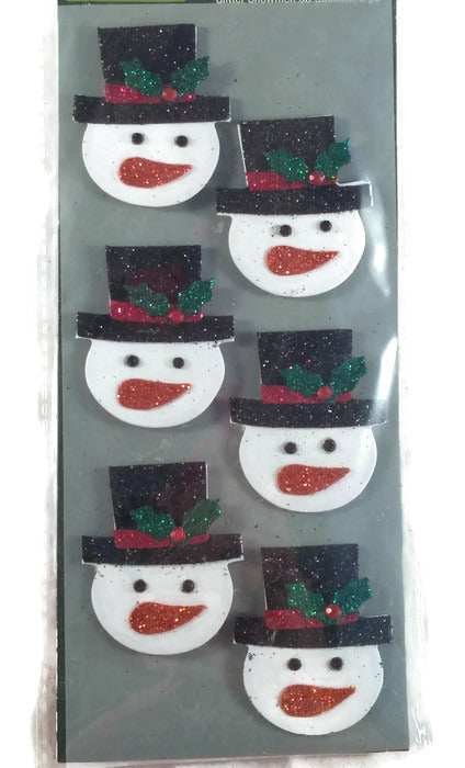 Glitter Snowman 3d layered Christmas stickers