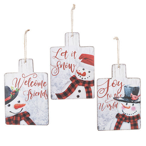 Joy To The World - Snowman Wood Hanging Sign