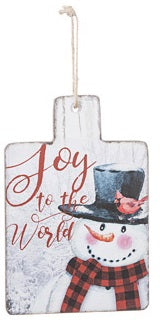 Snowman Joy to the World Wood Sign