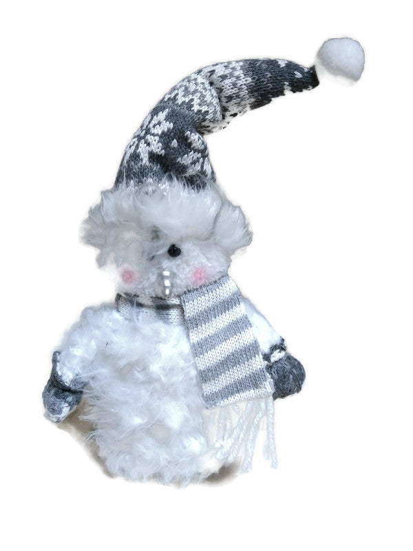 Gray/White Snowman with Scarf Figure Shelf Sitter
