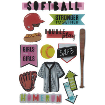 3d Softball Scrapbook Stickers