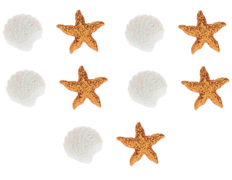 Shells and Starfish Buttons Set - 10 Pieces