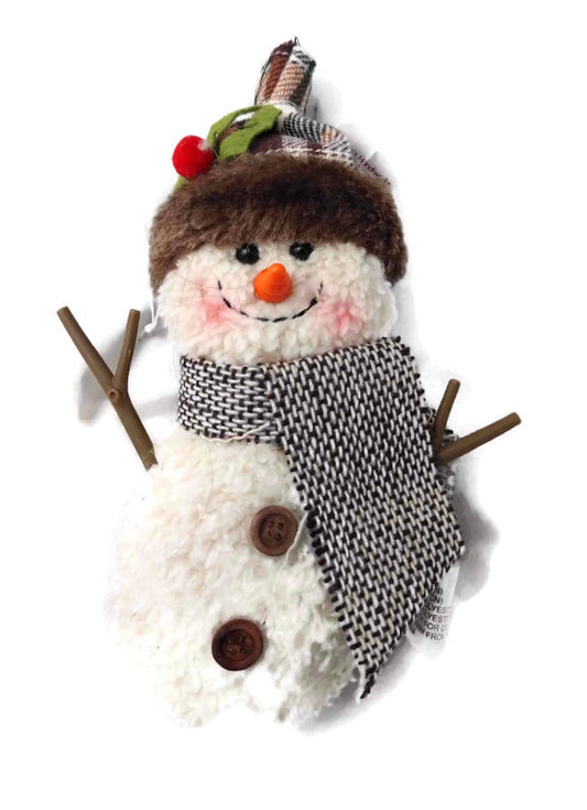 Spirited Snowman Plush Ornament by Hannas Handiworks