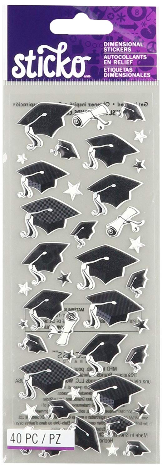 Puffy Graduation Caps Stickers by Sticko