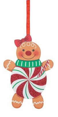 Gingerbread Peppermint Candy Wooden Hanging Sign Decor Sweet Treats