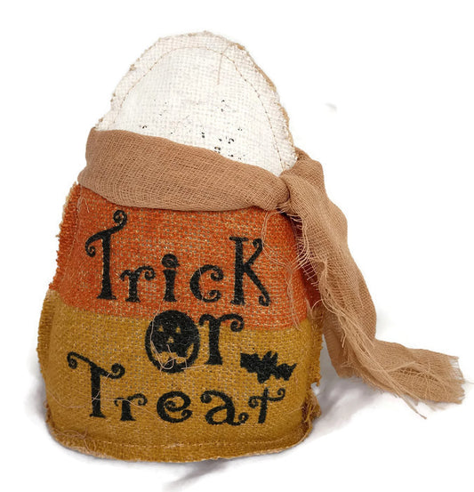 Candy Corn Burlap Decor Sitter