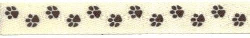 Twill Dog Paw Print Printed Twill Ribbon 5/8 Inch