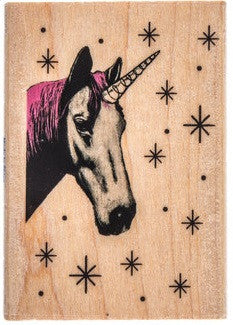 Twinkle Unicorn Stamp Wooden Rubber Scrapbooking