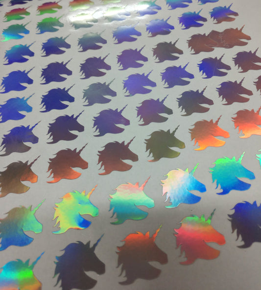 Silver Holographic Unicorn Stickers Decals