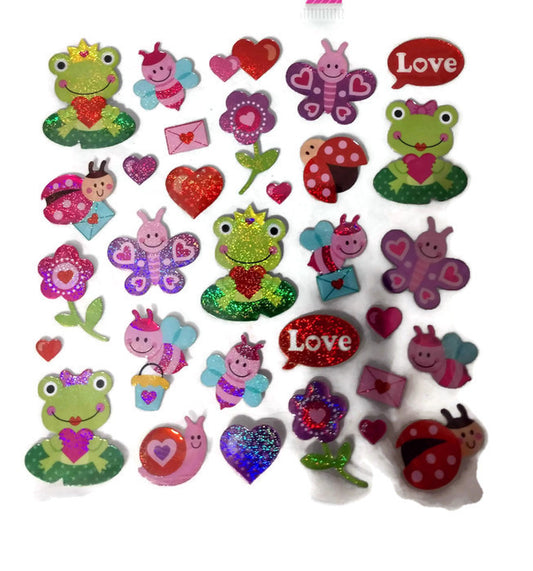 Valentine Frogs and Bugs Stickers