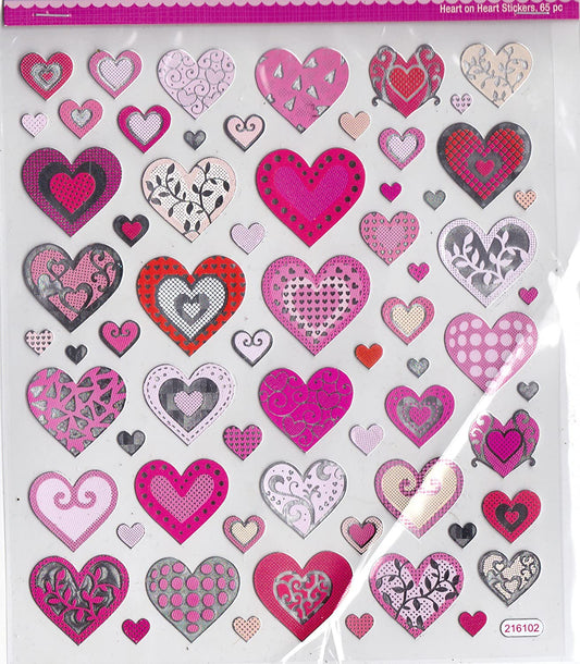 Valentine Heart on Heart Stickers