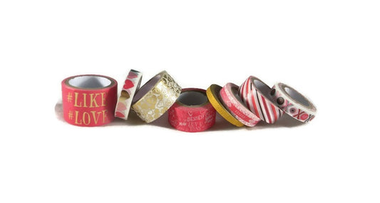 Valentines Day Washi Tape Assortment Set - #Like #Love - 8 Spools