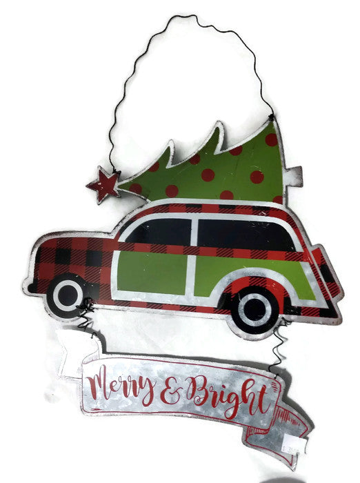 Merry and Bright Vintage Truck Metal Sign