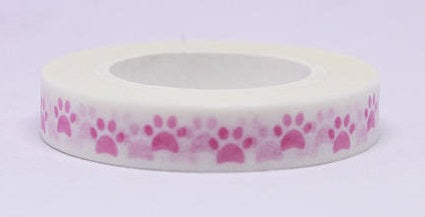 Pink Paw Print Dog Washi Craft Tape