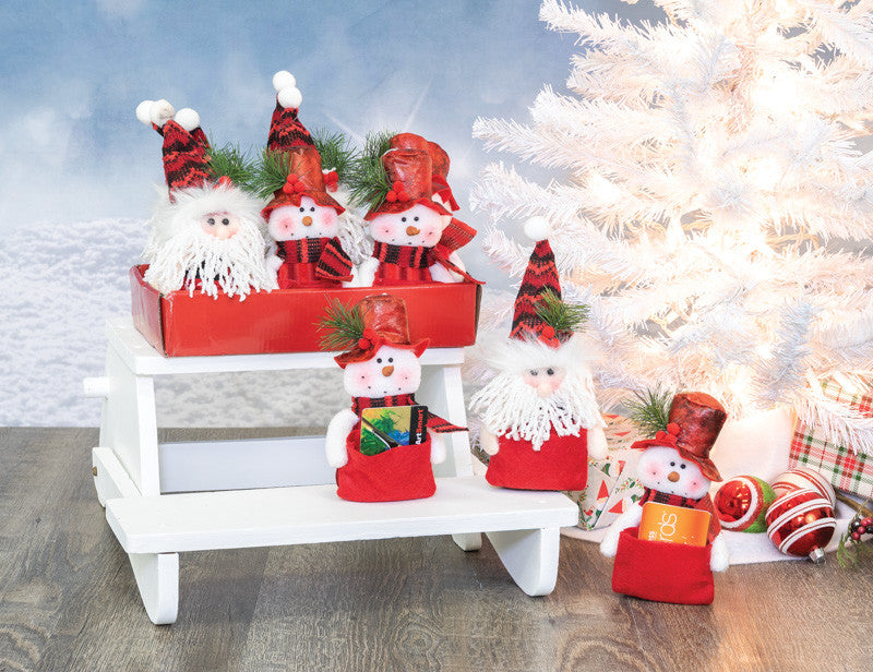 Winter Red Plush Santa Gift Card Holder