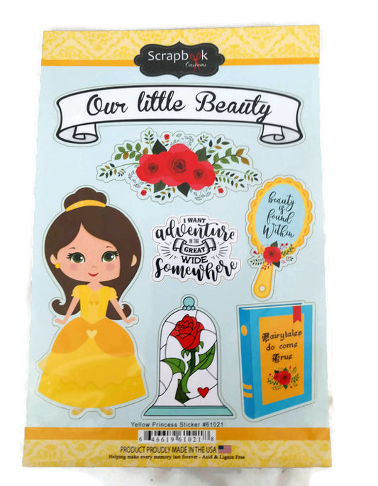 Yellow Princess Stickers Beauty and the Beast Stickers